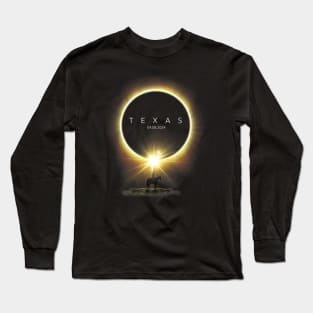 Solar Eclipse 2024 Totality Seen From Texas For Horse s Long Sleeve T-Shirt